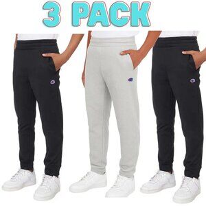 Champion Youth Tech Fleece Jogger 1 GRAY M & 2 BLACK NWT Size XS (5/6) 3 PACK